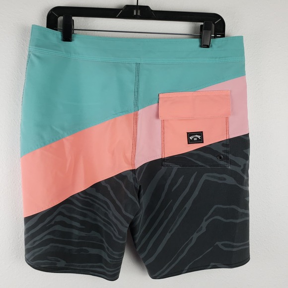 Billabong Men's Size 32 T-Street Pro Board Shorts Aqua Pink Colorblock Swimwear - Picture 5 of 9